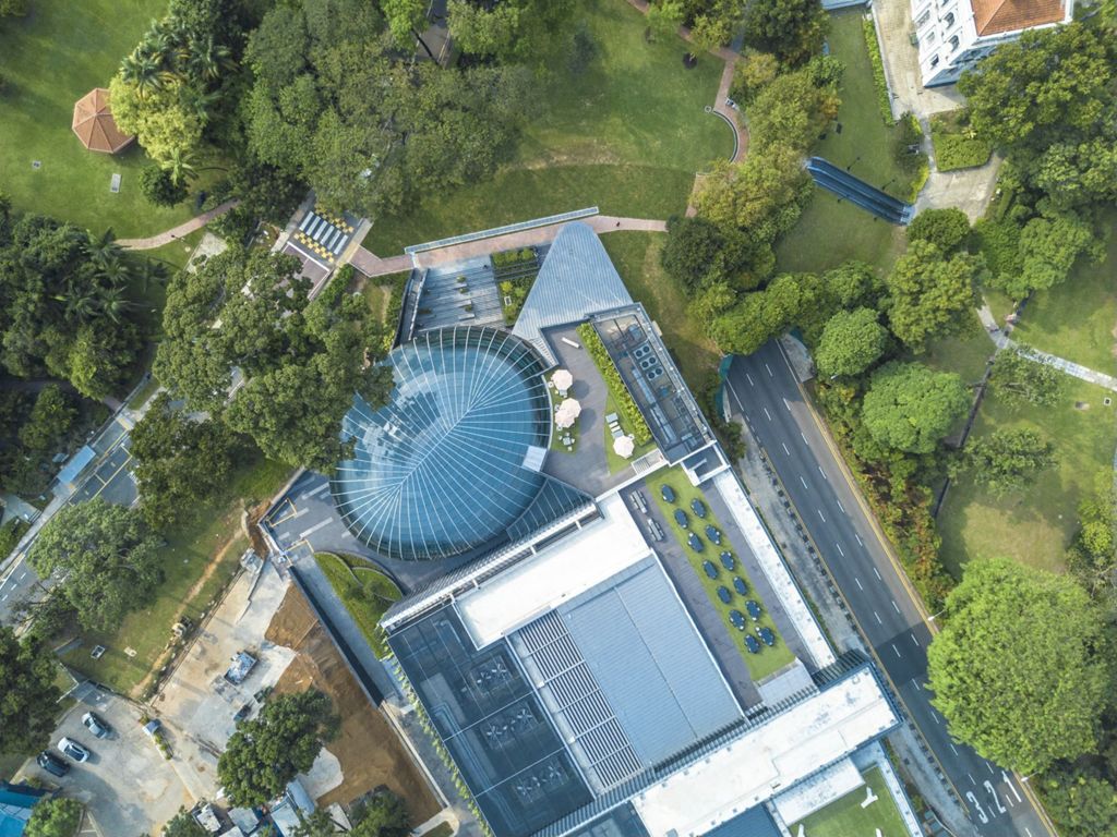 Miniature of Top down aerial view of law building with Kwa Geok Choo Law Library