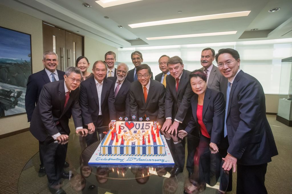 Miniature of Board of Trustees celebrating 15th Anniversary of SMU in a board meeting in 2015