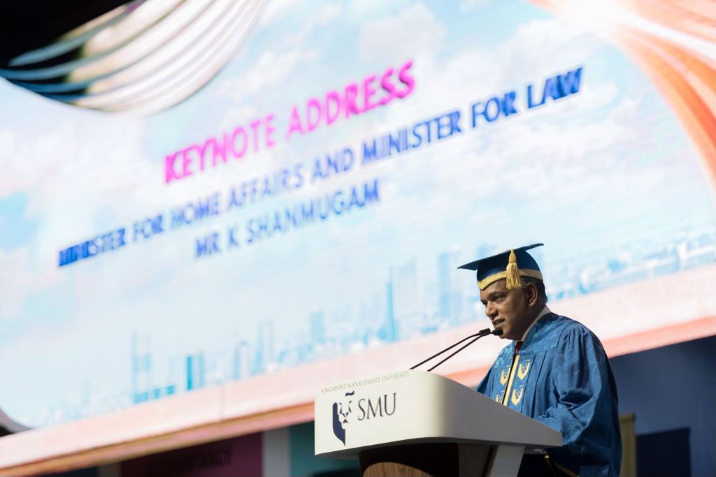 Miniature of Minister for Home Affairs and Minister for Law Mr K. Shanmugam grace the 2017 commencement as a keynote speaker